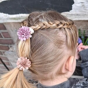 Cadeauset 5x elastieken bloemen in 3D vaas - diamant patroon (diverse kleuren)