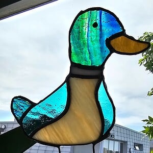 Daddy Duck in Glas in Lood/Tiffany