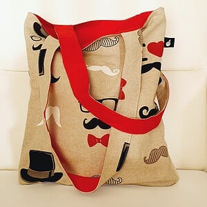 Dubbelzijdige tas met baard en kam design, 'Beard and Moustache' tote bag