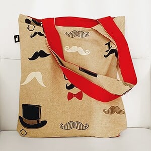 Dubbelzijdige tas met baard en kam design, 'Beard and Moustache' tote bag