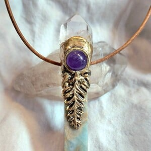 Fairy ketting Carribean Blue Calciet met bergkristal en amethist