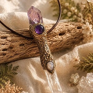 Fairy ketting Vera Cruz amethist, laserkwarts en regenboog maansteen