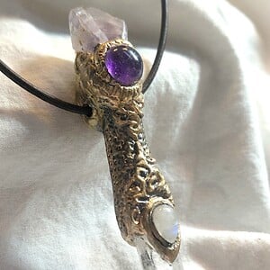 Fairy ketting Vera Cruz amethist, laserkwarts en regenboog maansteen