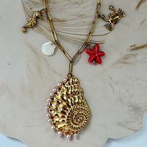 Fossil bedelketting stainless steel