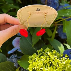Gehaakte Klaproos Oorbellen – Handgemaakte Rode Bloemen