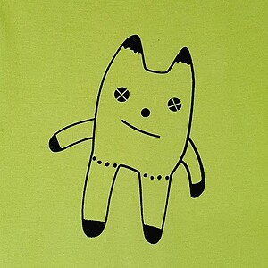 Hand bedrukt appeltjes groen katoenen kinder t-shirt, zwarte knuffel design, kids, 2 jaar
