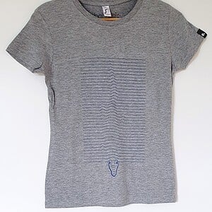 Hand bedrukt grijs katoenen-viscose t-shirt, krokodillen design, women's, small