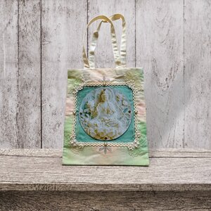 Handgemaakte shopper 'Lotusbloei' – Boeddha, lotus en romantische details