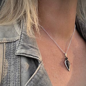 Handgemaakte zilveren hanger met Zilver Obsidiaan & Citrien