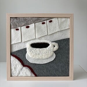 Just coffee & books - origineel werk van wol