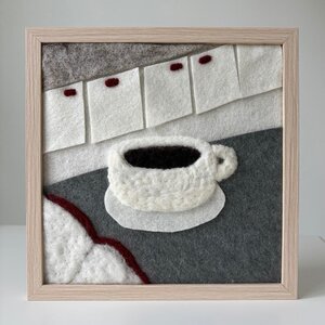 Just coffee & books - unieke handgemaakte wanddecoratie in wol