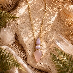 Ketting met kunziet en rozenkwarts