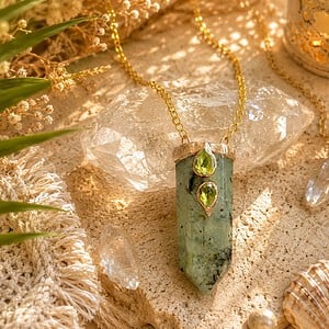 Ketting met prehniet en peridoot