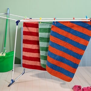 Kitsch Kitchen badmat gestreept oranje/donkerblauw