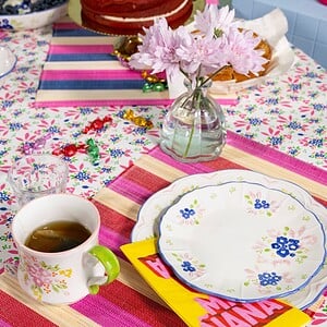 Kitsch Kitchen placemat bamboe rood/roze