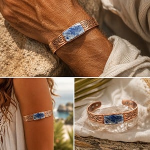 Koper-/magneet armband met sodaliet