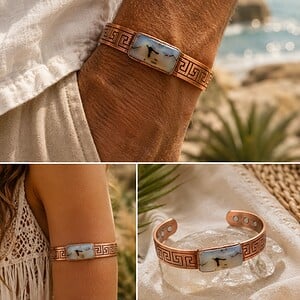 Koper-/magneet armband met dendriet opaal