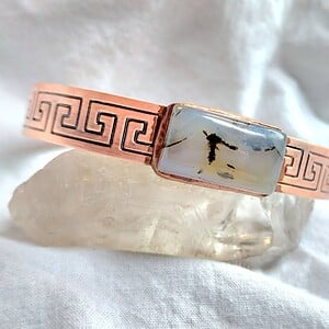 Koper-/magneet armband met dendriet opaal