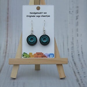 LEGO oorbellen Formule 1 bandjes - Turquoise