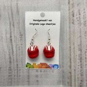 LEGO oorbellen Formule helmpjes - Rood