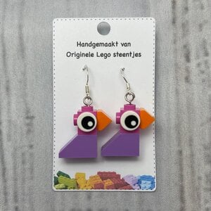 LEGO oorbellen Vogeltjes - lila - roze
