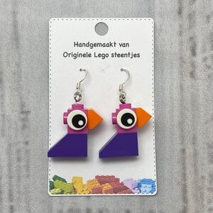 LEGO oorbellen Vogeltjes - paars