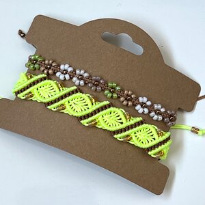 Macramé armbanden fluoriserend geel