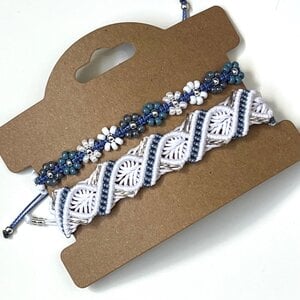 Macramé armbanden wit-blauw