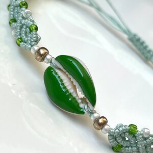 Macramé enkelbandje mint- en appelgroen