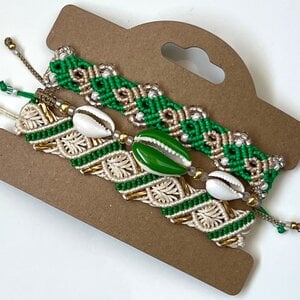 Macrame armband groen-beige