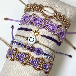 Macrame armband set lila-beige