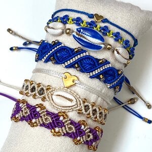 Macrame armbanden blauw-beige