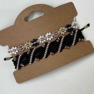 Macrame armbanden zwart-beige