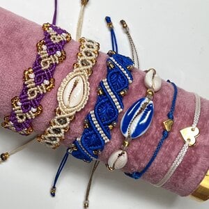 Macrame armbanden blauw-beige