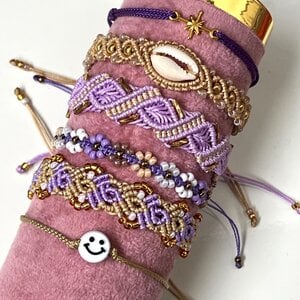 Macrame armband set lila-beige