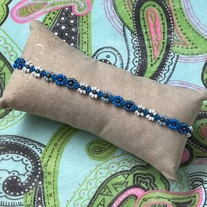 Macrame kralen enkelbandje blauw