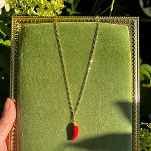 Miniatuur gehaakte chili ketting