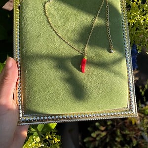 Miniatuur gehaakte chili ketting
