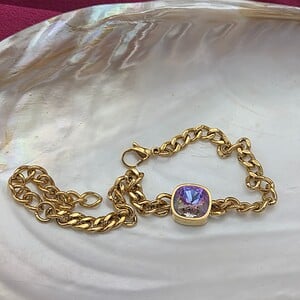 RVS armband ingelegd met Oostenrijks kristal - Goud