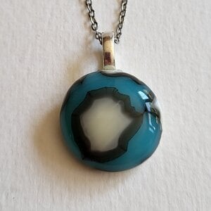RVS ketting met uniek "Atol" glas hanger