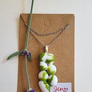 RVS ketting met uniek "Bos en wolken" glas hanger