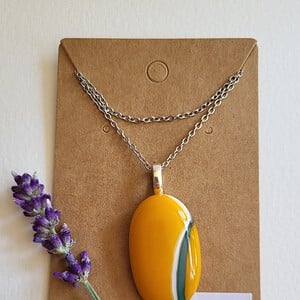 RVS ketting met uniek "Golden Tide 004" glas hanger