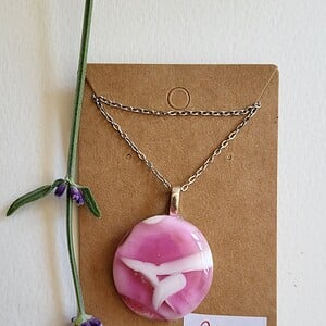 RVS Ketting met uniek "kersenbloesem" glas hanger