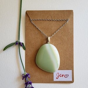 RVS ketting met uniek "Ondiepe Kust 002" glas hanger