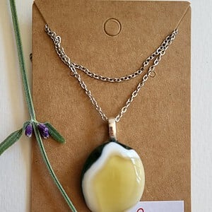 RVS ketting met uniek "Zonnige Gloed" glas hanger