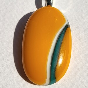 RVS ketting met uniek "Golden Tide 004" glasfusing hanger