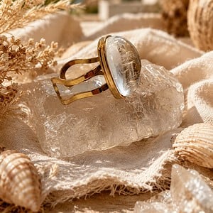 Verstelbare ring met bergkristal