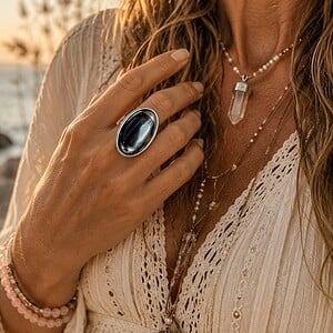 Verstelbare ring met hematiet