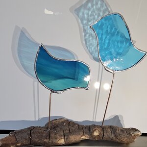 Vrolijke fluiters. Glas in lood/Tiffany