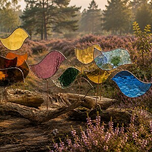 Vrolijke fluiters. Glas in lood/Tiffany